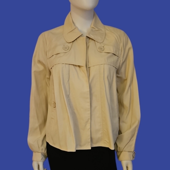 VERTIGO PARIS Ivory Oversized Swing Long Sleeve Transitional Windbreaker Shacket - Picture 1 of 9